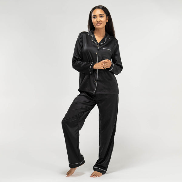 Satin Pyjamasbukser til Damer - Sort 01